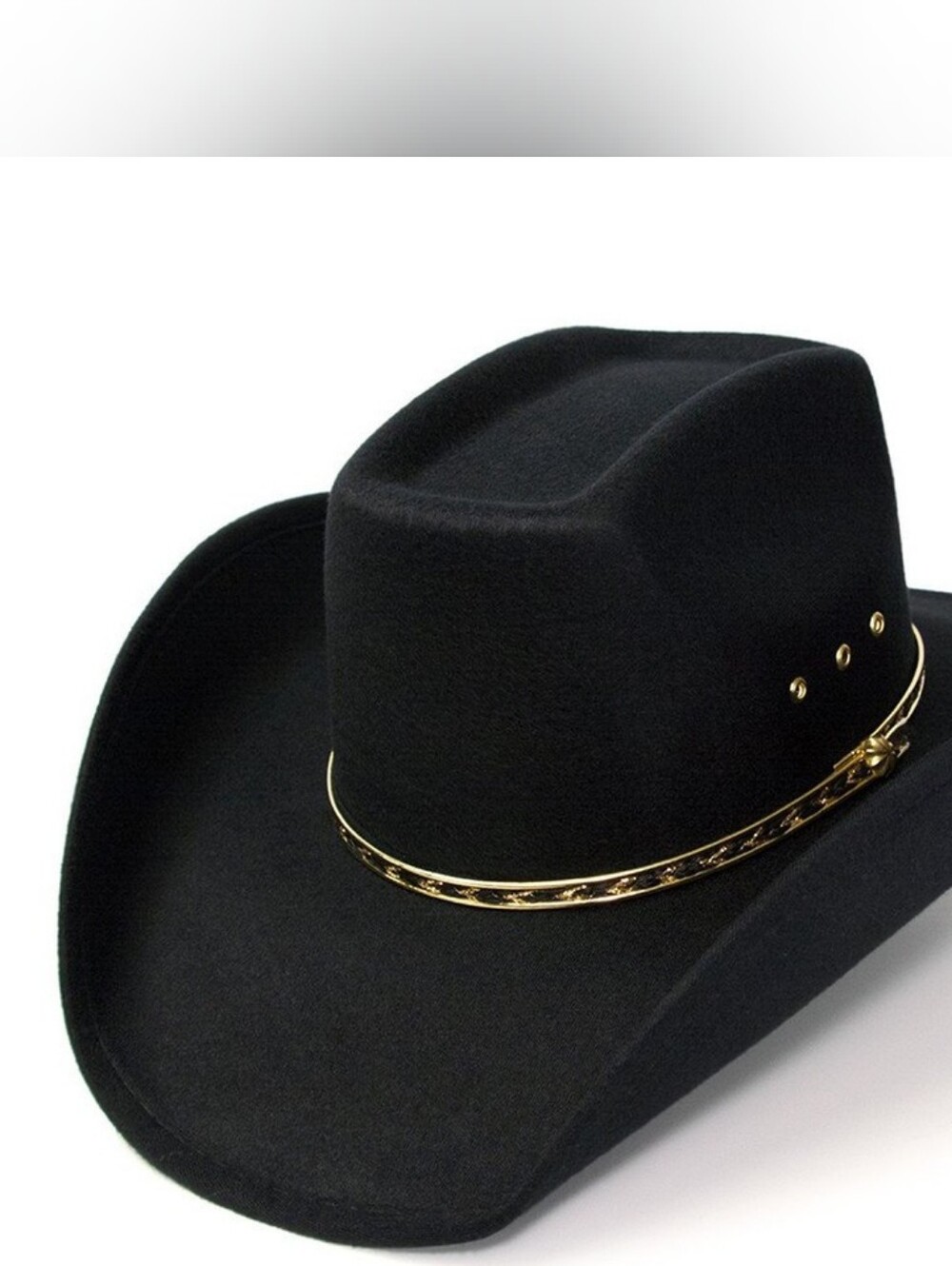 Western Express Men's Black Felt Cowboy Hat with Gold Band Size 7 1/8 Mexico